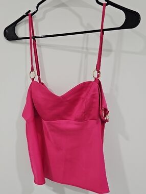 silence + noise Bright Pink Bustier Cami with Gold Hardware